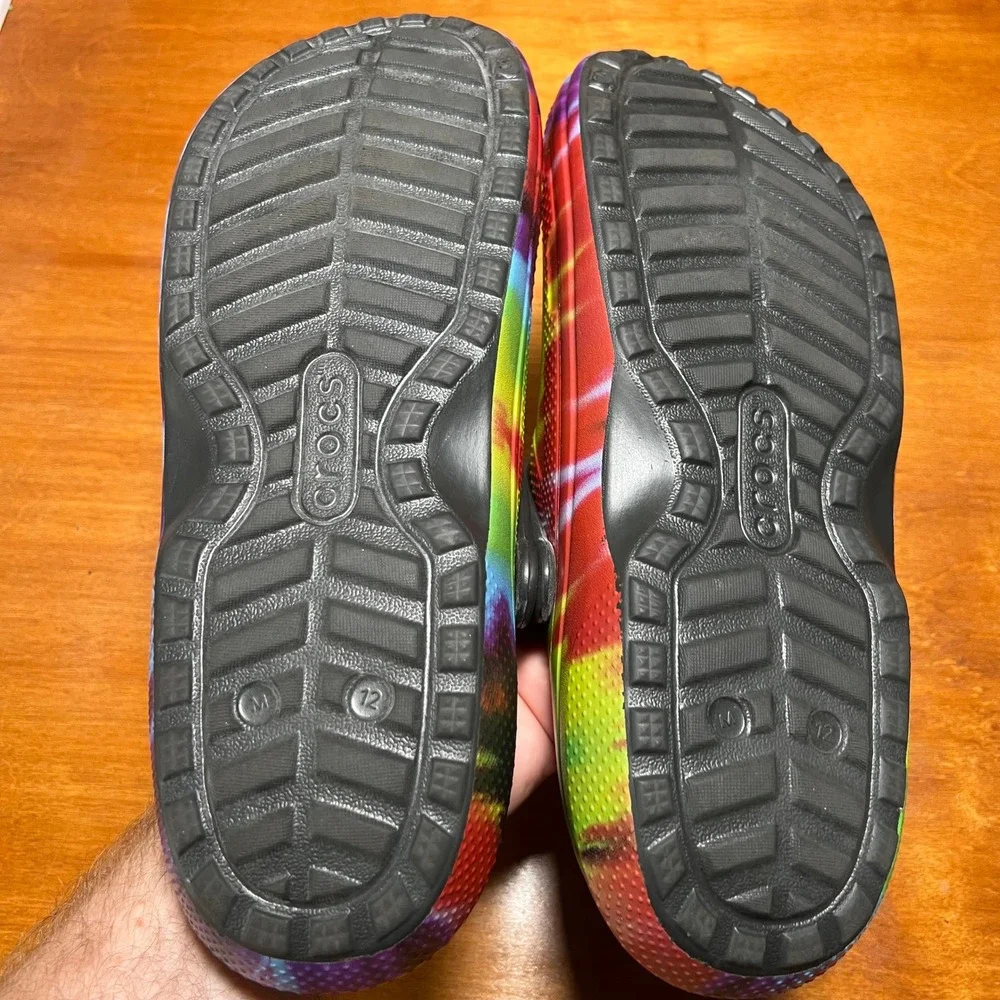 Crocs Classic Lined Clog Mens 12 Multi Tie Dye Faux Fur Lined Comfort Shoes